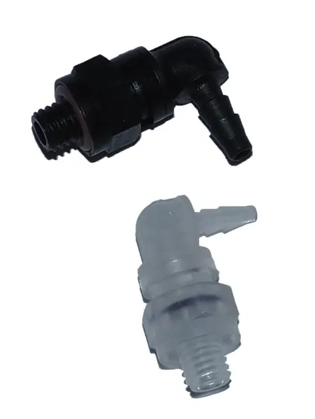 Miniature 90° Male Elbow Swivel Hose Barb Plastic