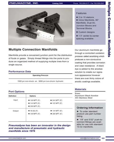 Pneumadyne Manifolds