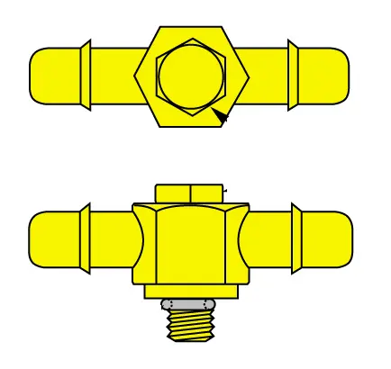 Miniature Male Branch Tee Swivel Hose Barb Brass